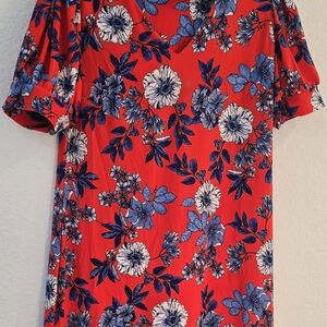 Tommy Hilfiger Red Dress with Blue Floral Design